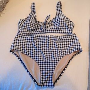 Old Navy Black and White Gingham Bikini